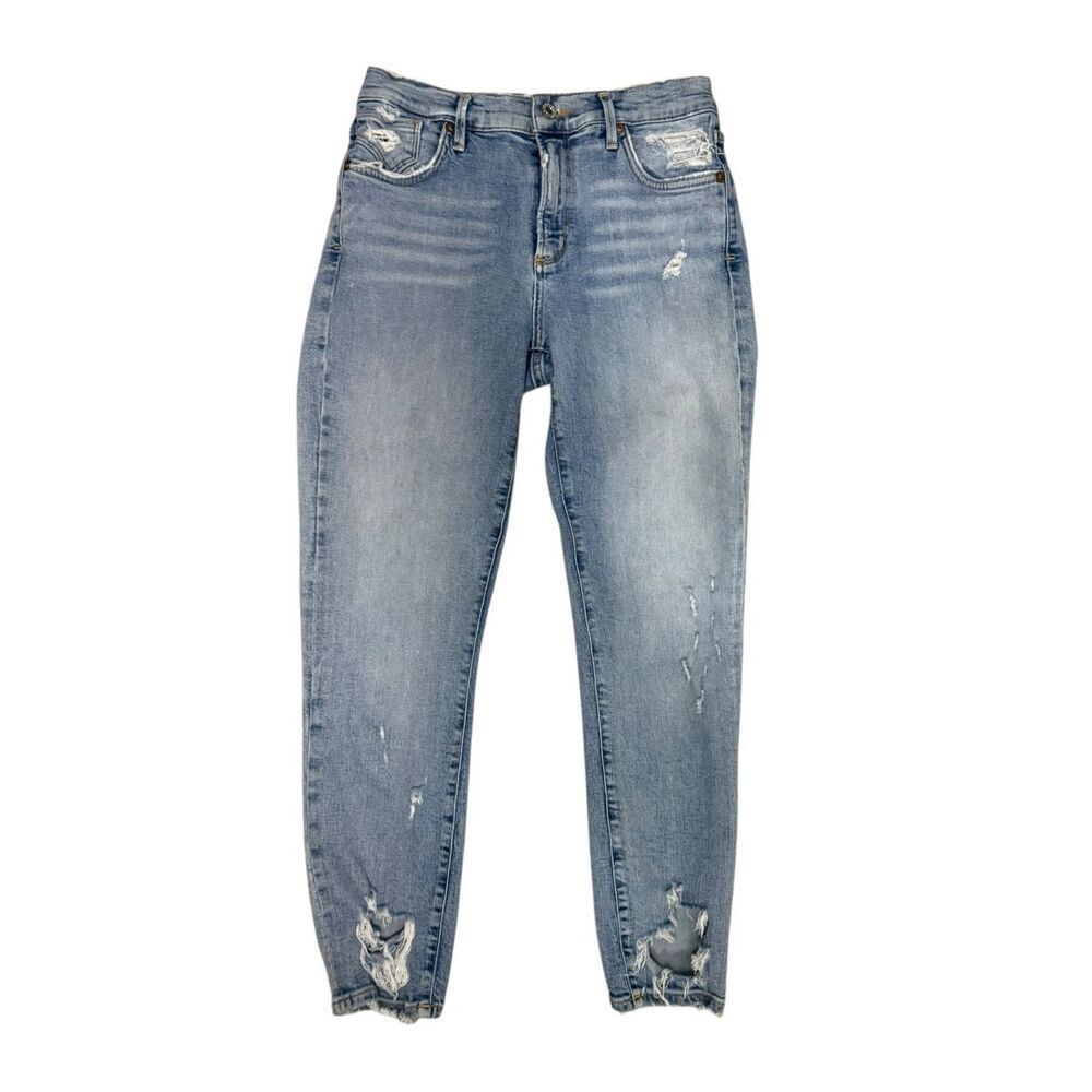 AGOLDE Women’s 27 Cropped Ankle Jeans Light Wash Distressed Stretch‎
